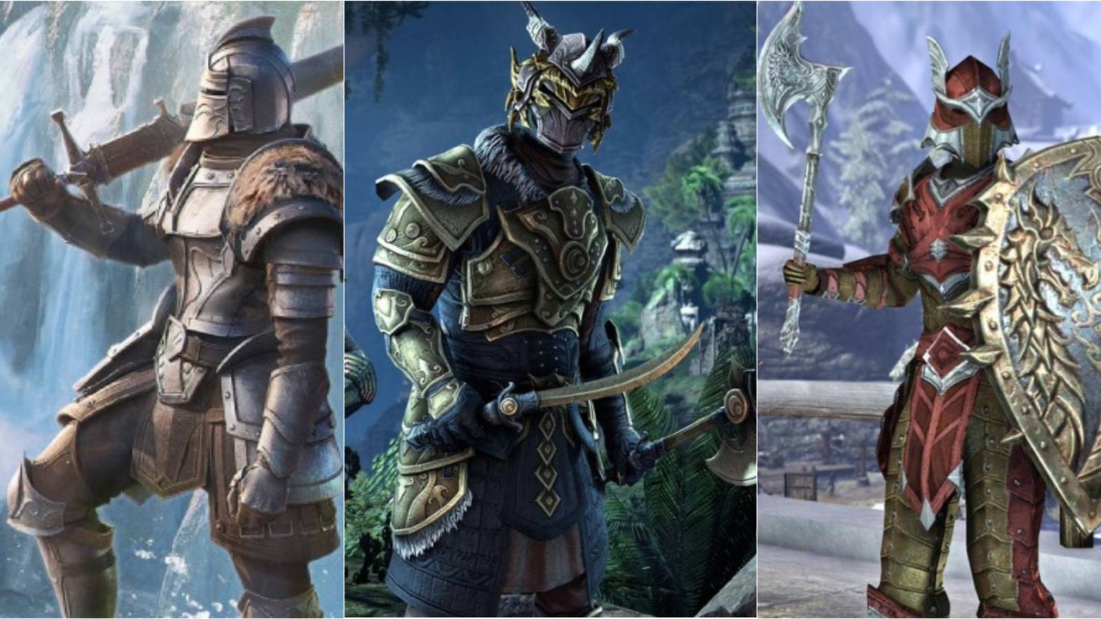 A feature image of three of the best heavy armors