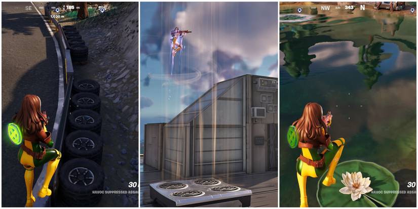 tire, air vent, and lily pad locations