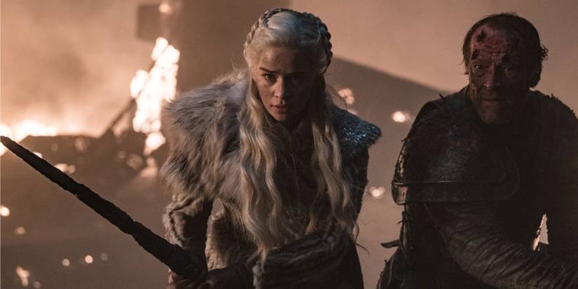 Daenerys and Jorah Mormont in the Battle of Winterfell in Game of Thrones.