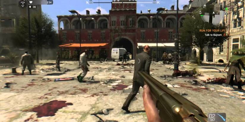 golden double-barrel shotgun in dying light