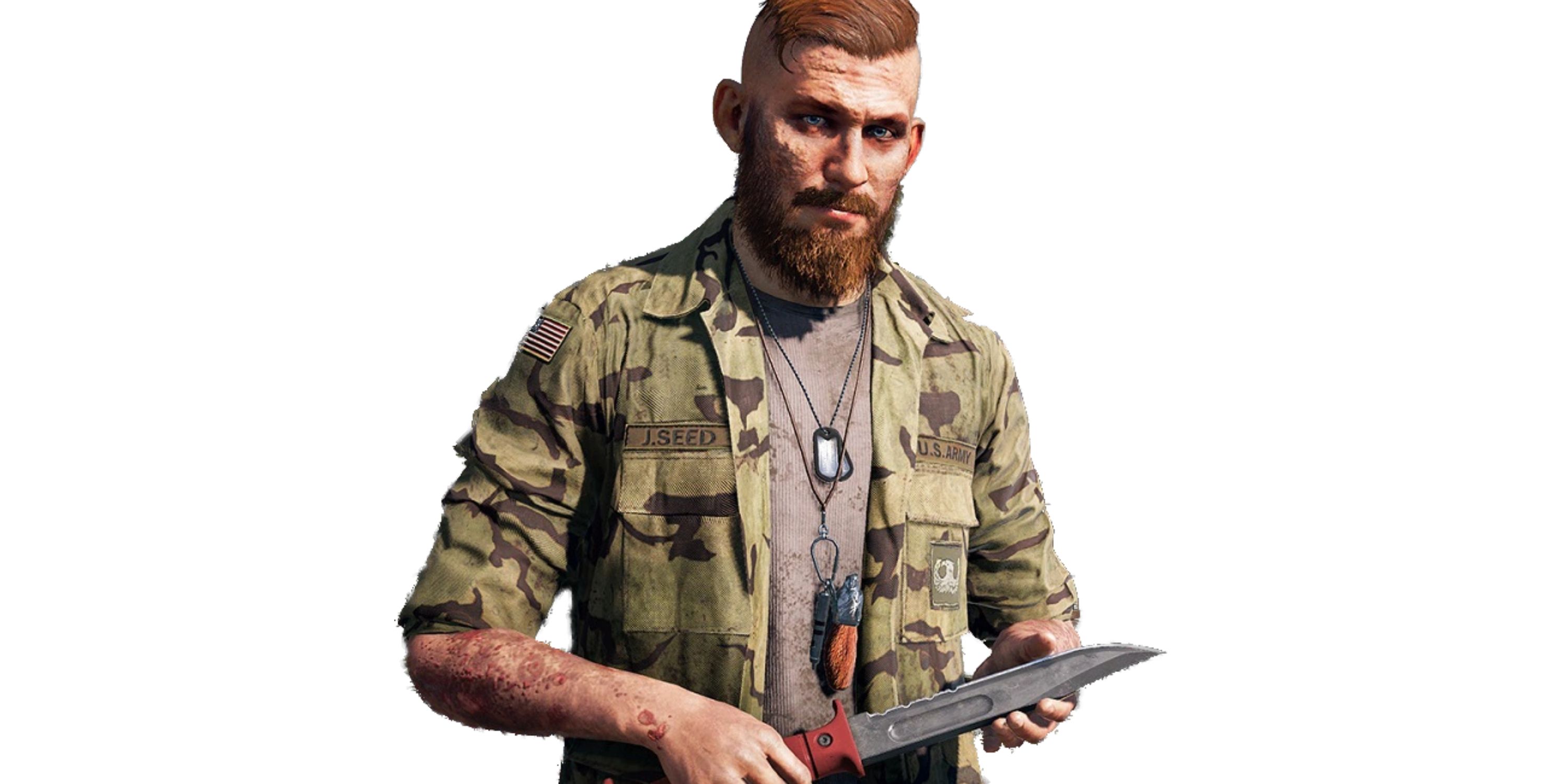 Render of Jacob Seed with a hunting knife