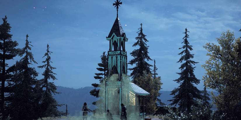 A shrine permeating with Bliss while 2 Peggies hold a person hostage