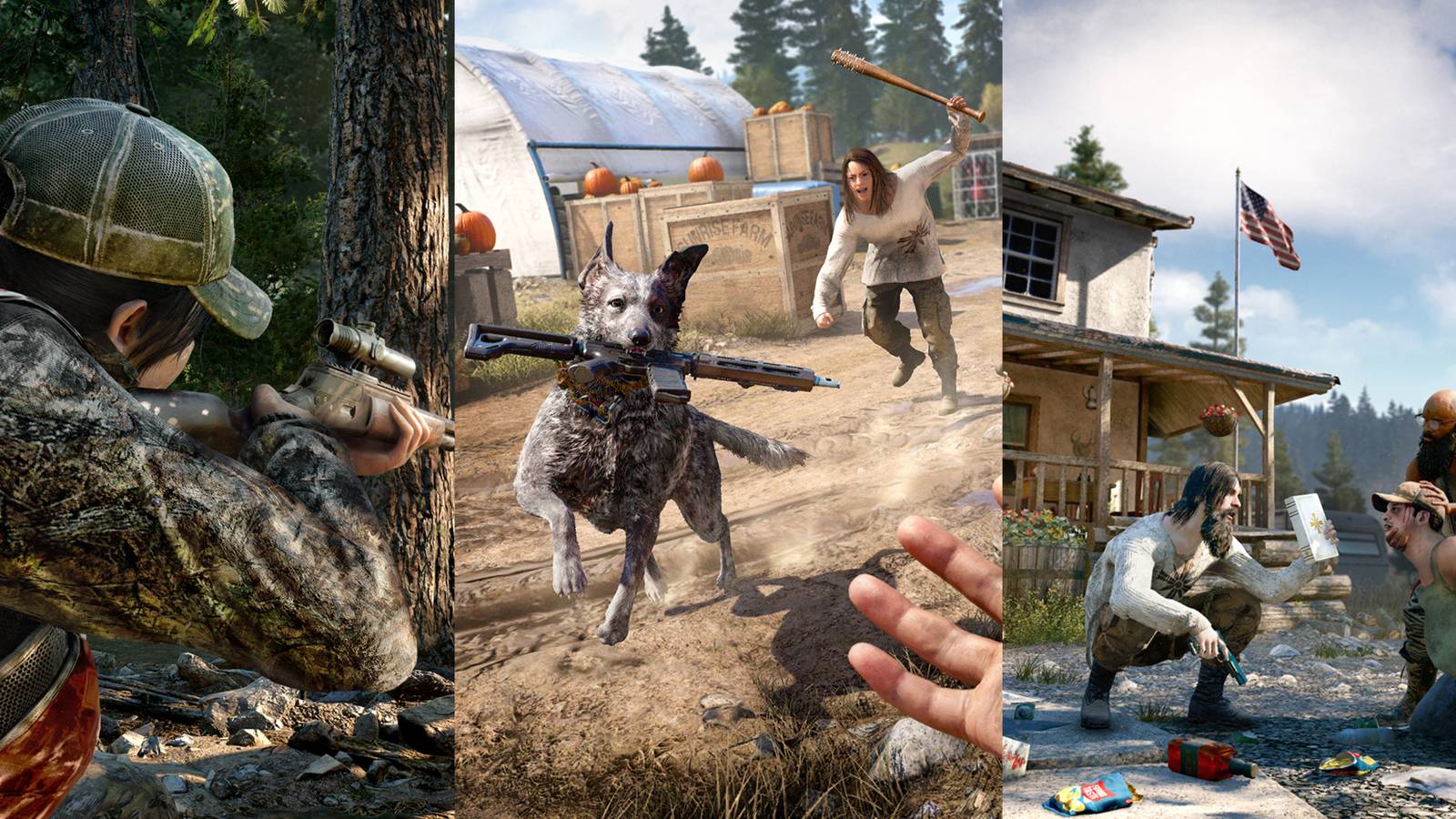 Player character hunting, recuriting Fang for Hire Boomer and cult members with a hostage