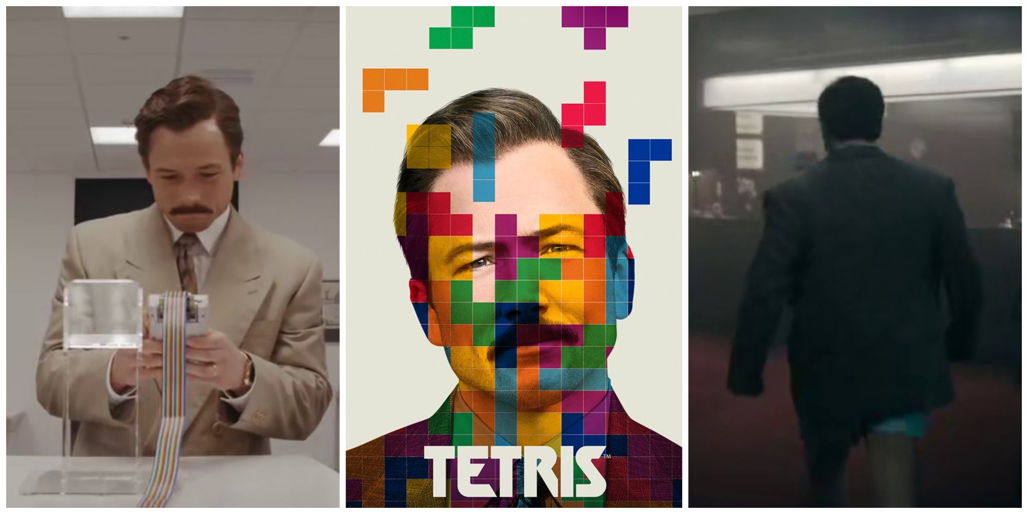 Henk in colorful background Tetris movie poster Henk without pants