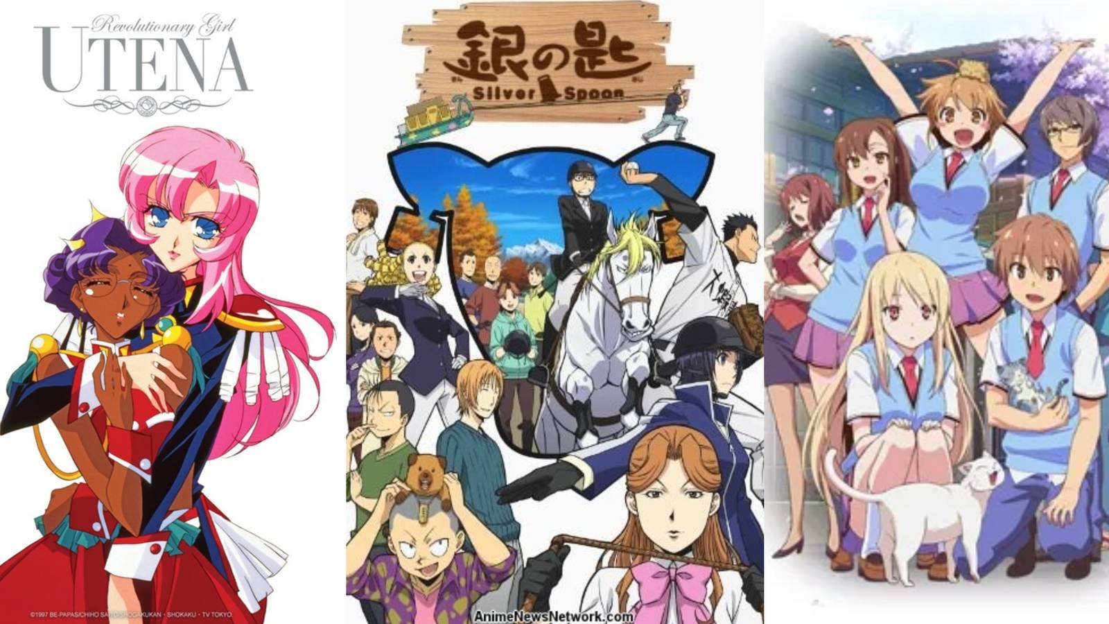 Revolutionary Girl Utena, Silver Spoon and The Pet Girl of Sakurasou