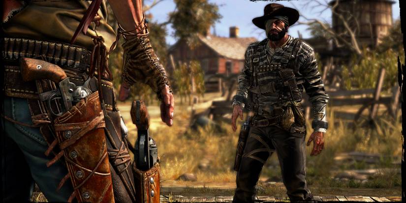 Bounty hunter Silas in the middle of a duel