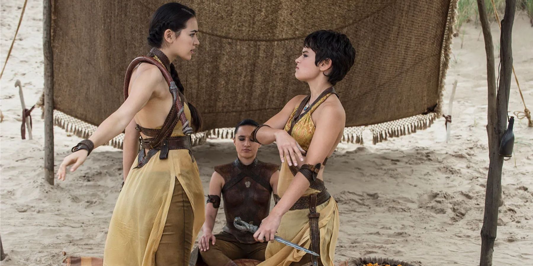 The Dornish Sand Snakes Obara, Nymeria, and Tyene in Game of Thrones.