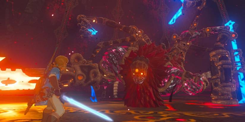 Link facing off again Calamity Ganon in Hyrule Castle