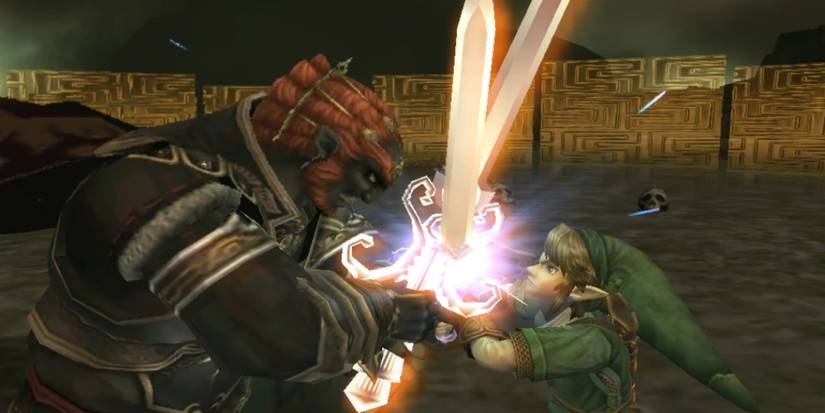 Link facing off against Ganon in the final battle in The Legend of Zelda: Twilight Princess