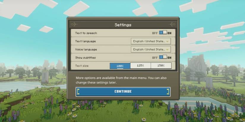 initial starting settings menu