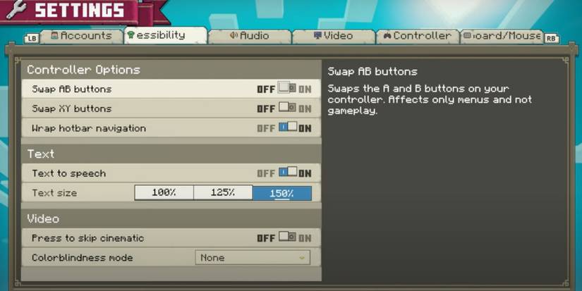 minecraft legends menu turn off text to speech