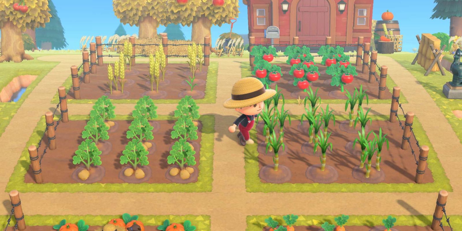 Un jugador corre por el área de su granja en Animal Crossing New Horizons