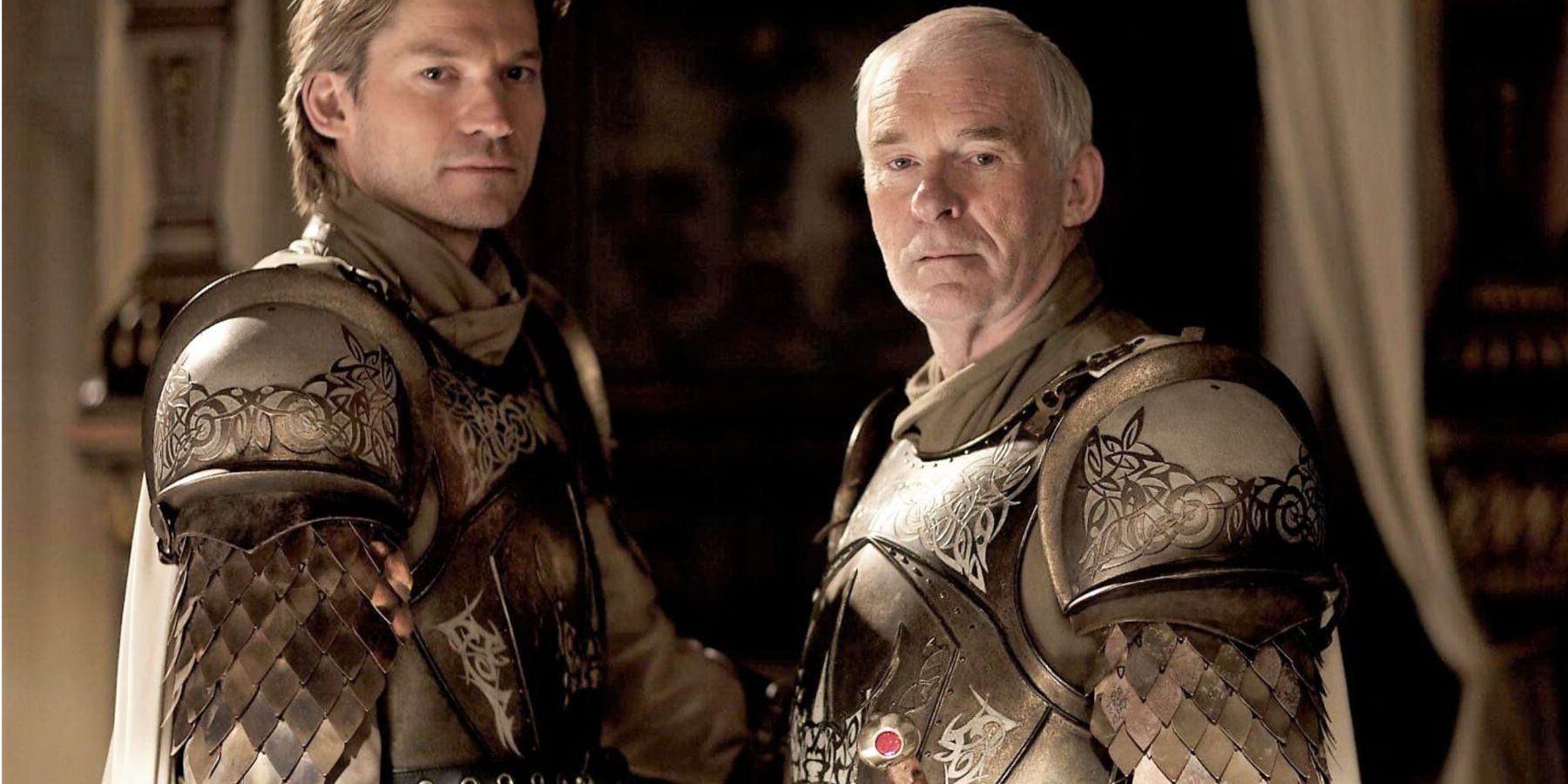 Jamie Lannister and Barristan Selmy in Game of Thrones.