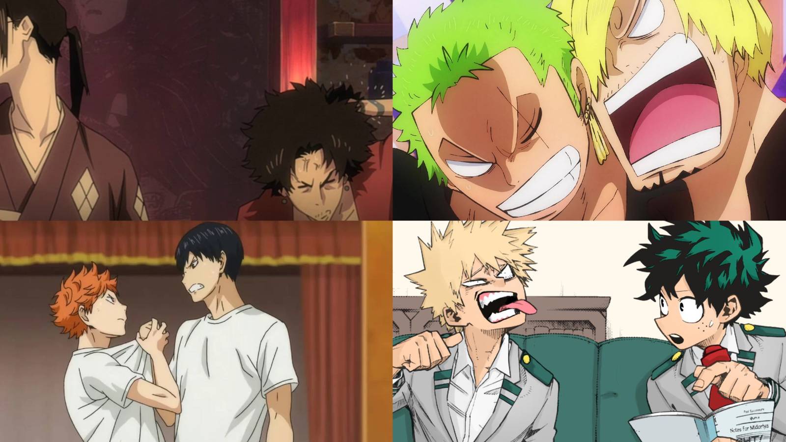 Zoro Sanji Hinata Kageyama Bakugo Midoriya Jin and Mugen 