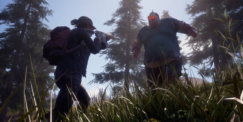 Player character firing at a Juggernaut