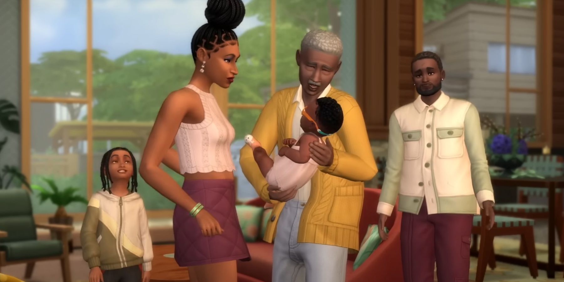 a happy family in the growing together expansion pack