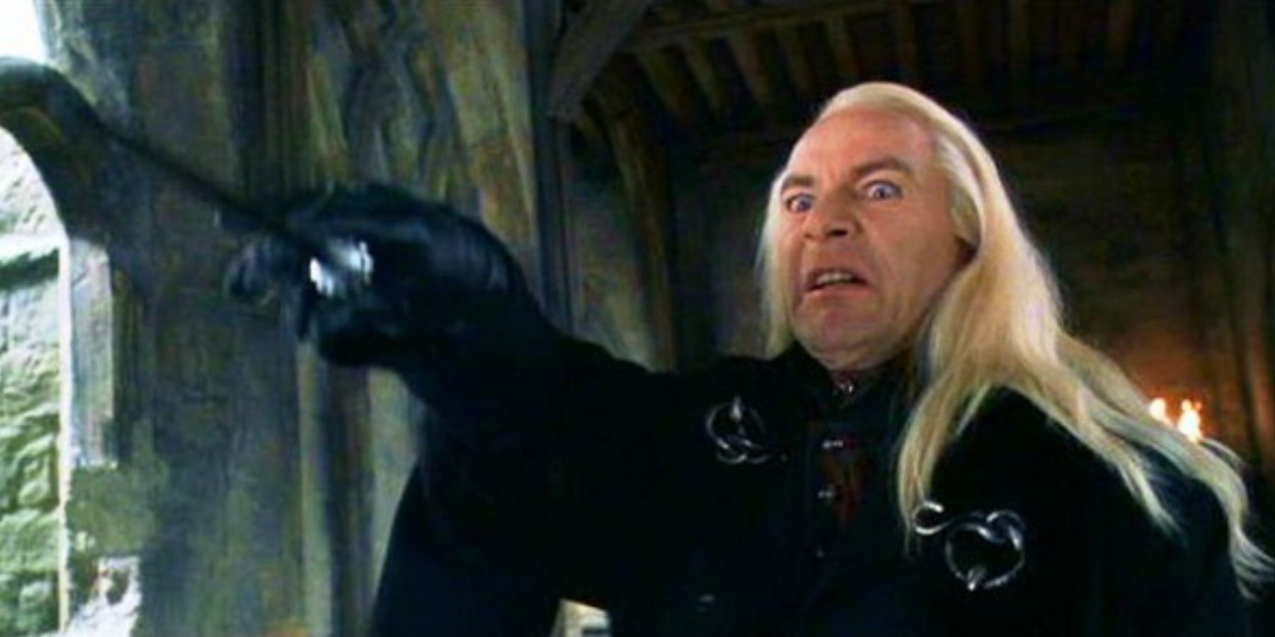 Lucius Malfoy's partial incantation of Avada Kedavra in Harry Potter and the Chamber of Secrets.