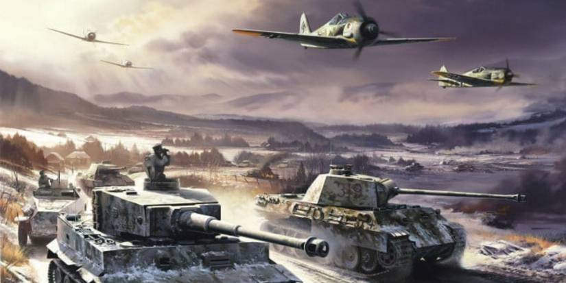 Tanks escorted by planes heading towards a battlefield in hoi4