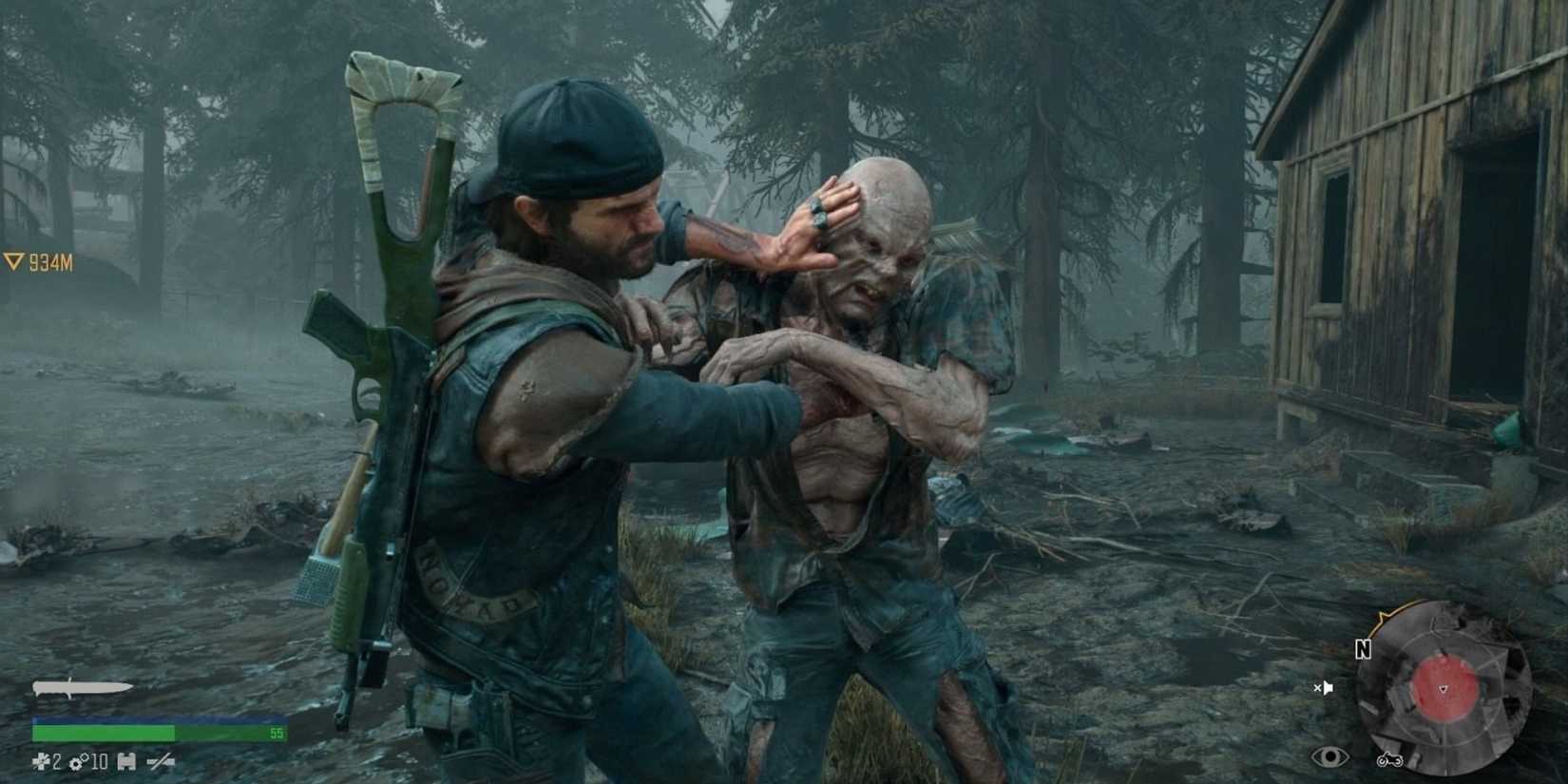 Deacon St John in a close encounter with an infected person in the Days Gone game