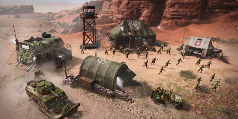 An army charging into battle and preparing for war