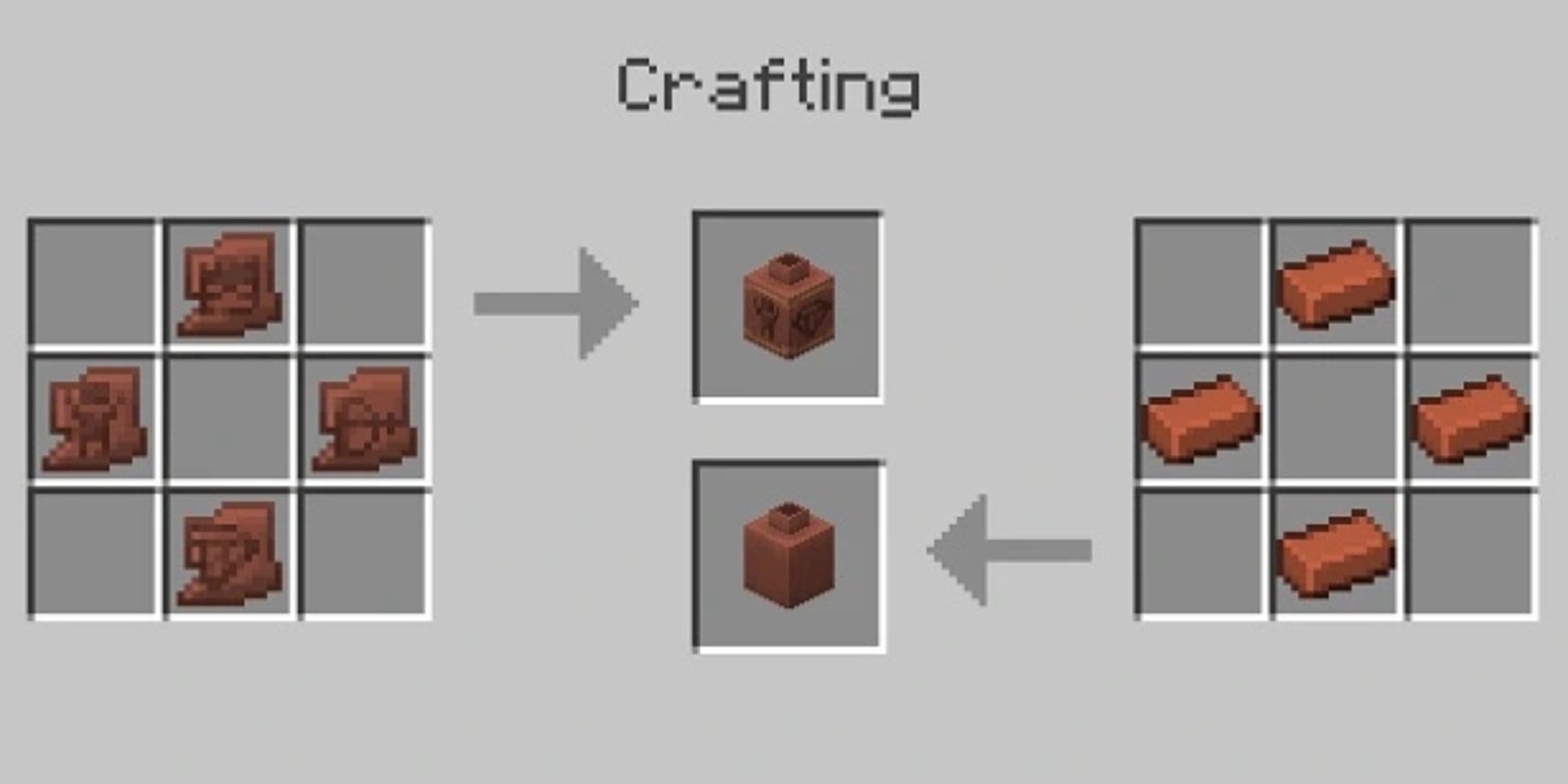 Minecraft crafting recipe for decorated pots with shards and bricks