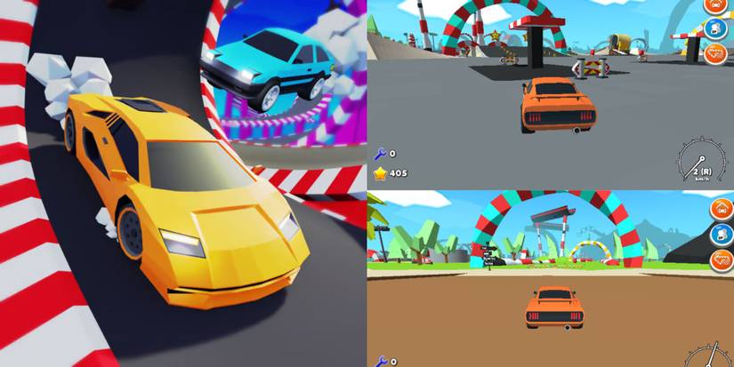 Crazy Cars car collage with screenshots from the game and the game thumbnail