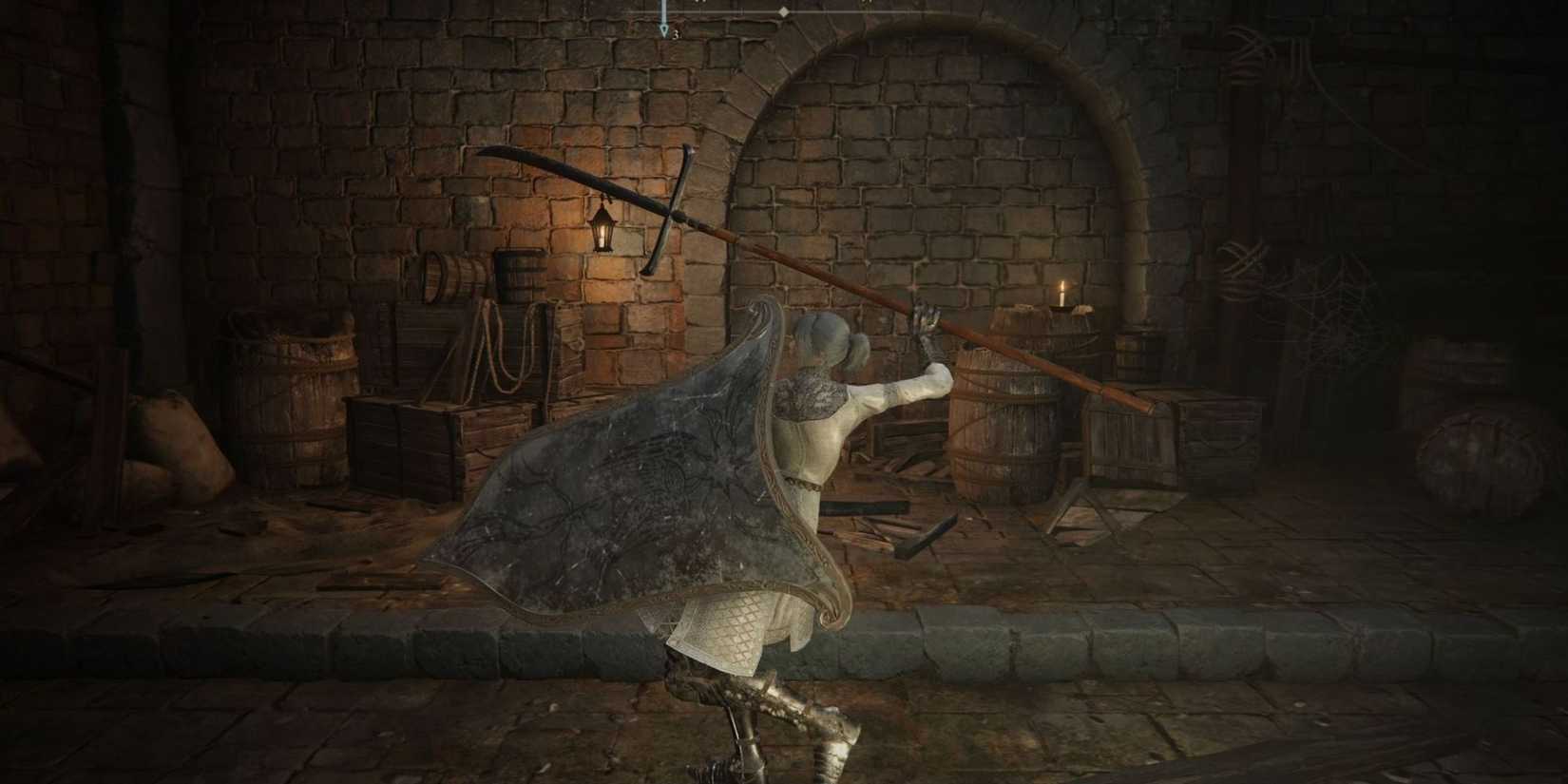 Elden Ring Tarnished wielding the Cross Naginata spear