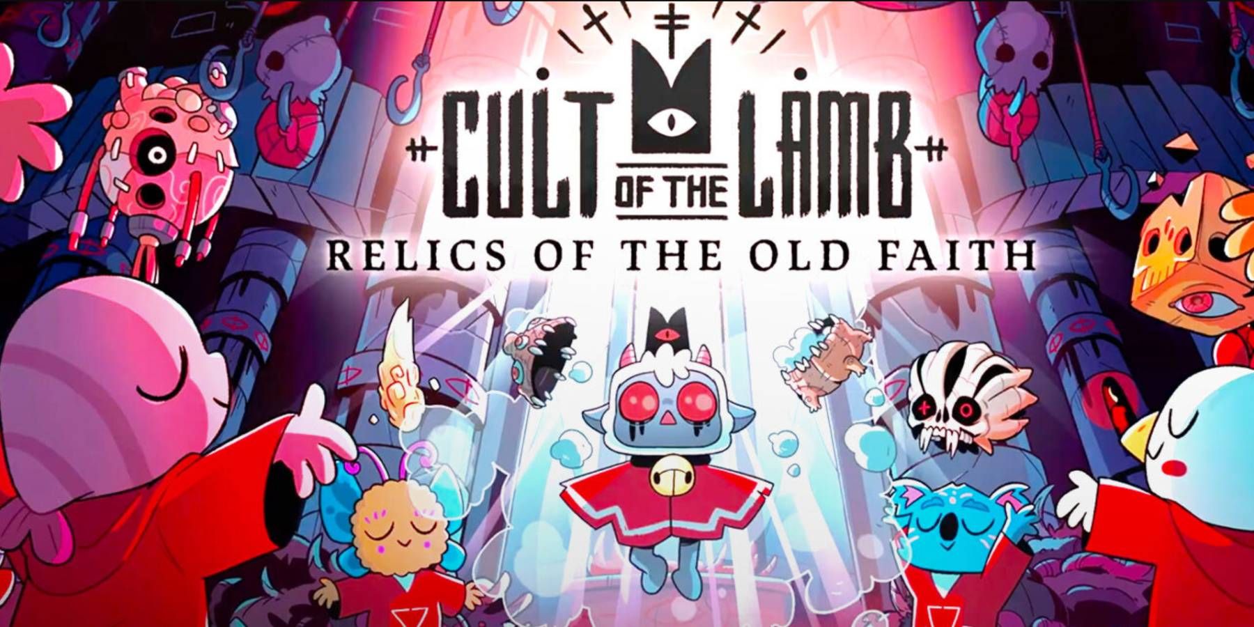 Promotional art for Cult of the Lamb's Relics of the Old Faith DLC