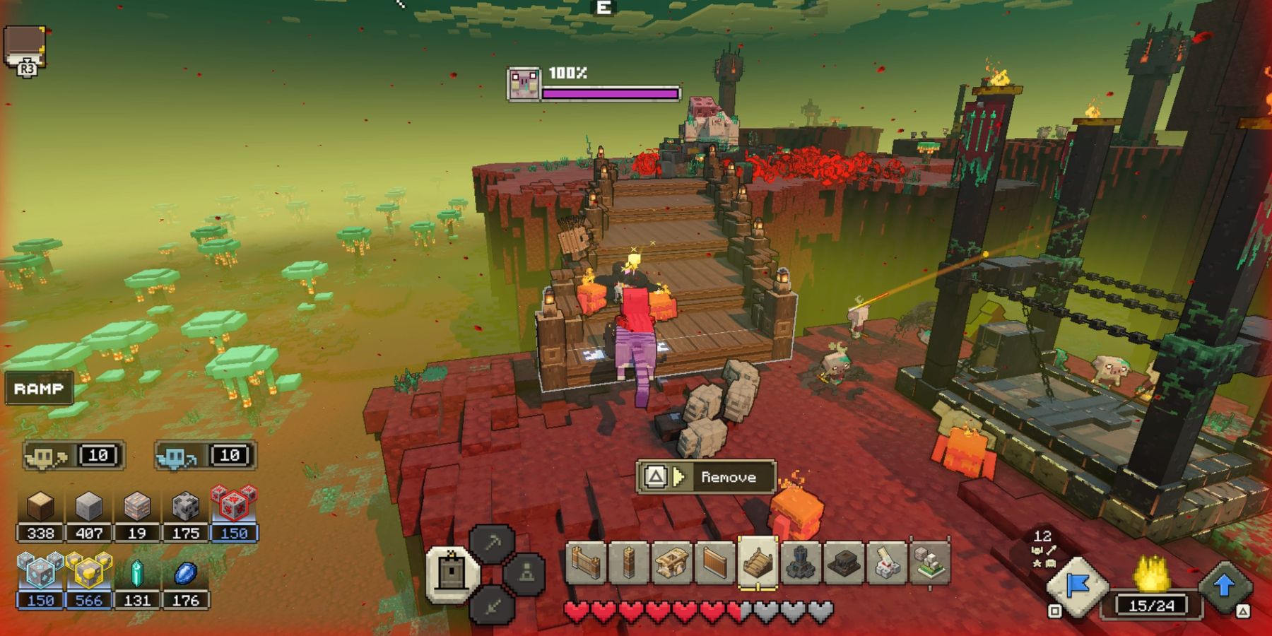 Building ramps in Minecraft Legends