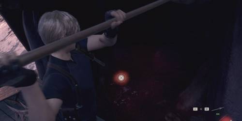 Leon se prepara para atingir Del Lago com um arp&atilde;o em Resident Evil 4 remake