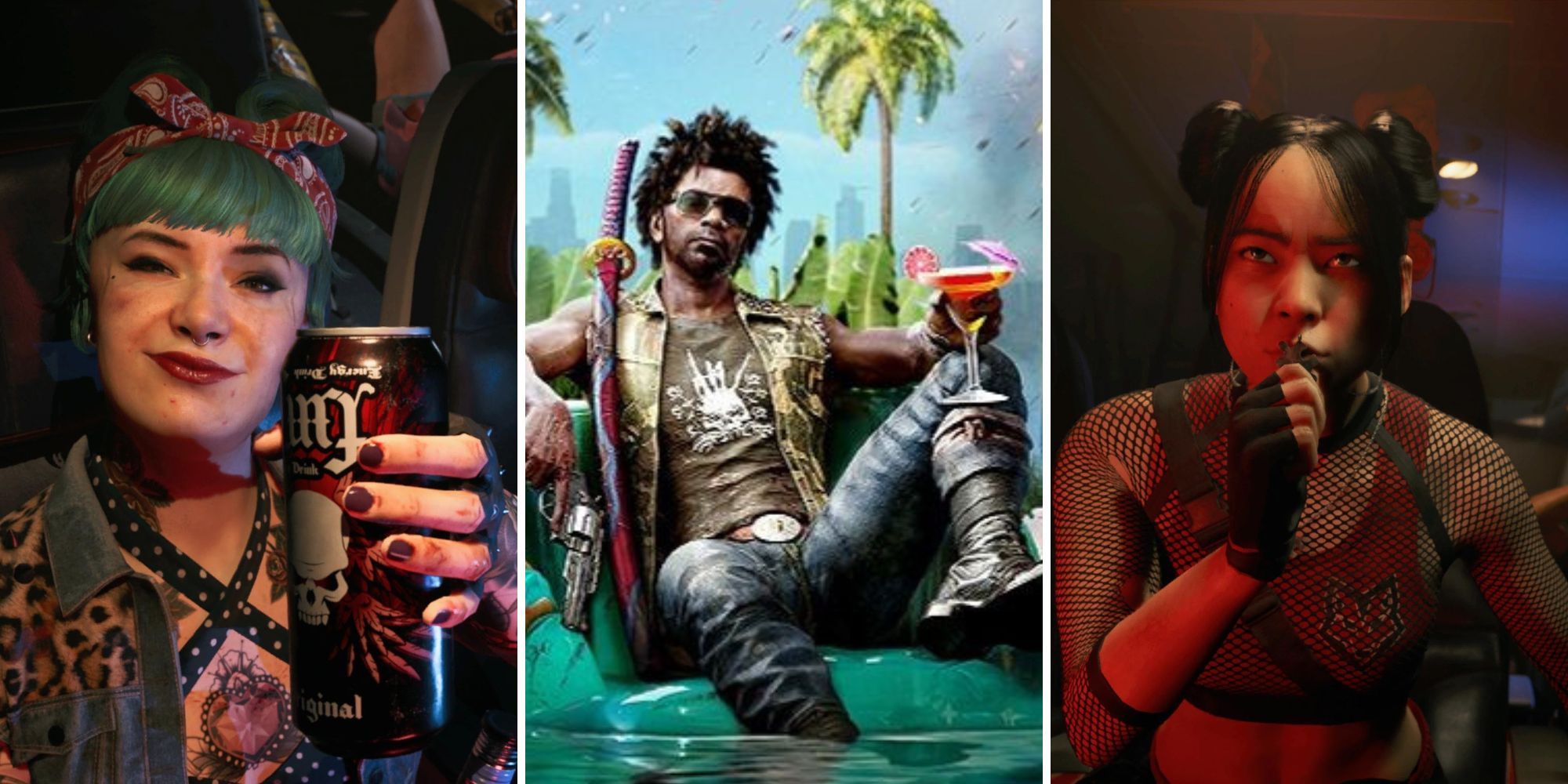 A grid of images showing three of the six Slayers in Dead Island 2 
