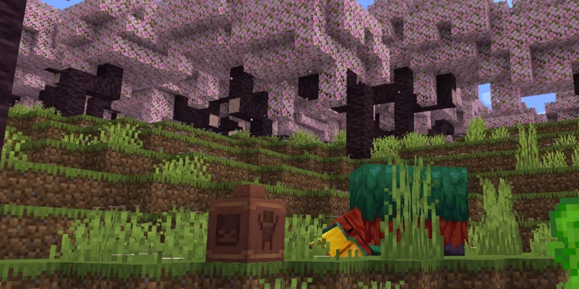 decorated pot and new mob in cherry blossom biome minecraft