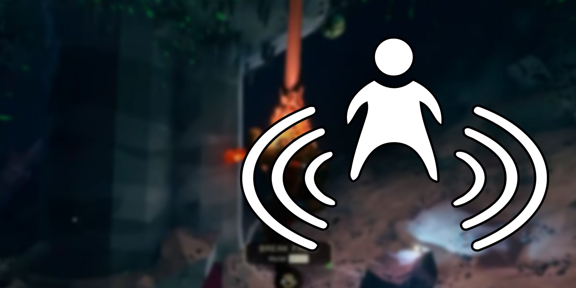 Deep Rock Galactic - Heightened Senses Perk Icon PNG Over Image Of Player Getting Grabbed By Cave Leech