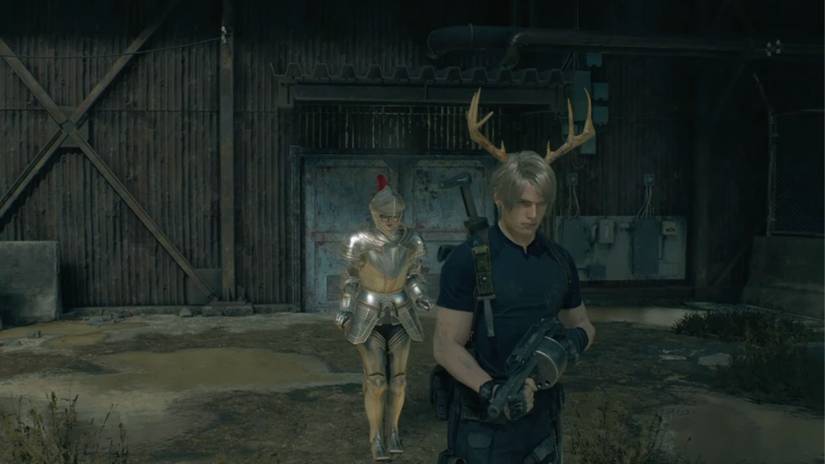image showing leon wearing the deer antlers.