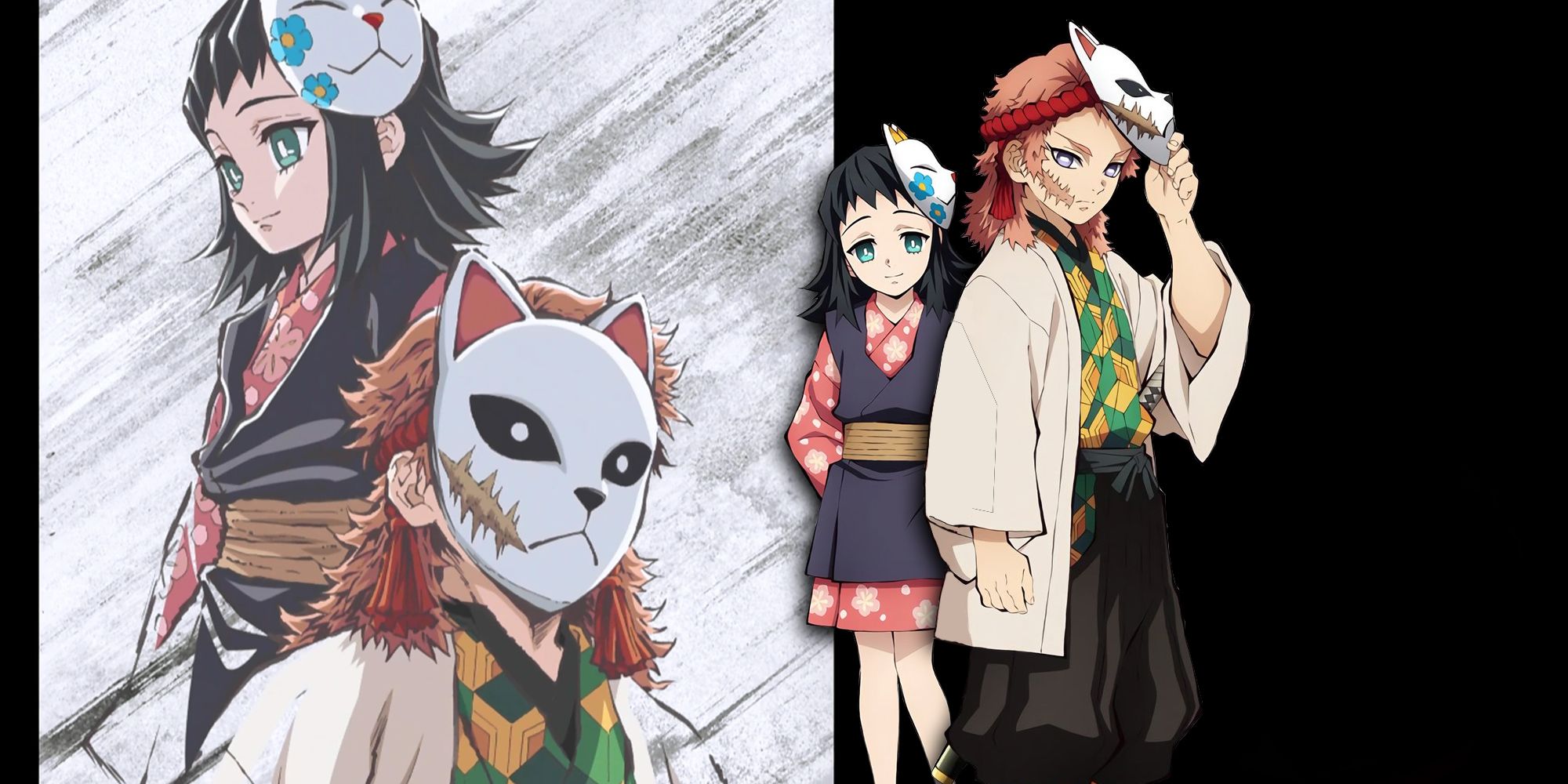 Demon Slayer - Sabito And Makomo Eye Catcher In Anime With PNGs Of Characters On TOp
