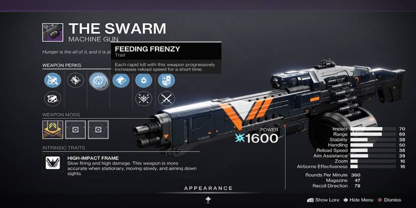 Destiny 2-The Swarm Perk Selection