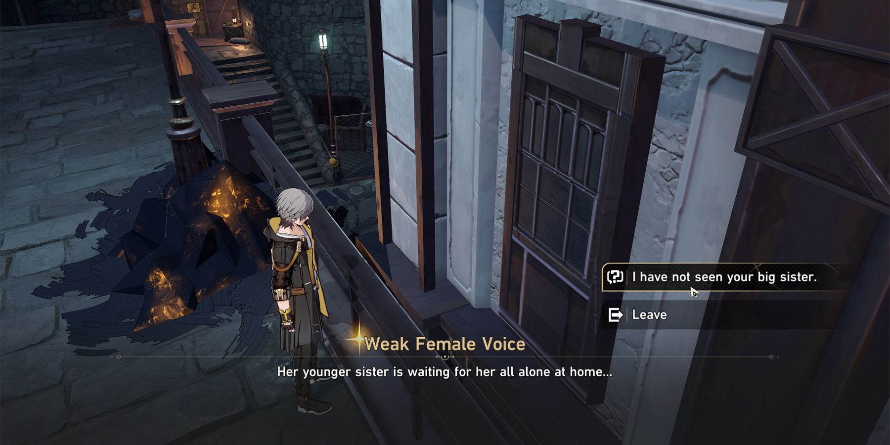 dialogue options with the female voice behind the window in honkai star rail