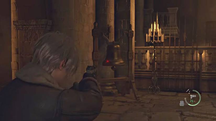 image showing how to distract the twin garradors in the re4 remake.
