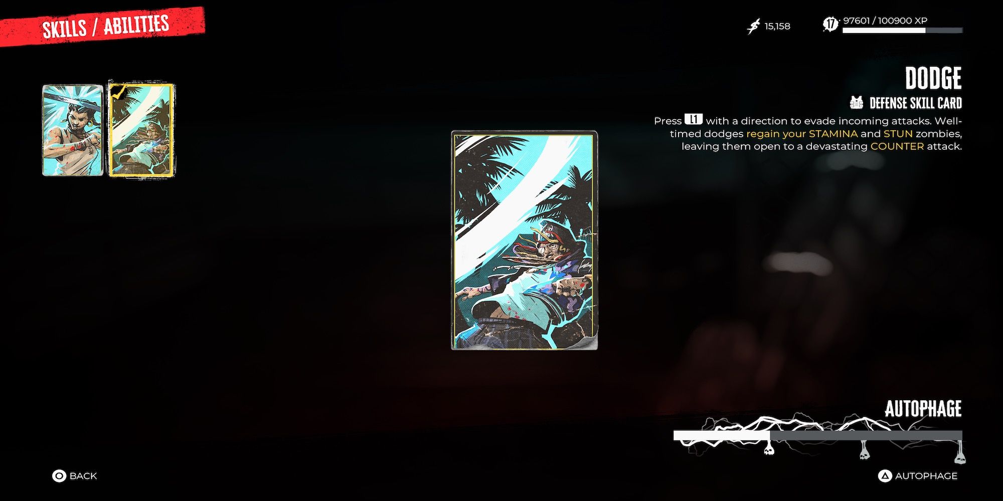 Dodge skill card in Dead Island 2