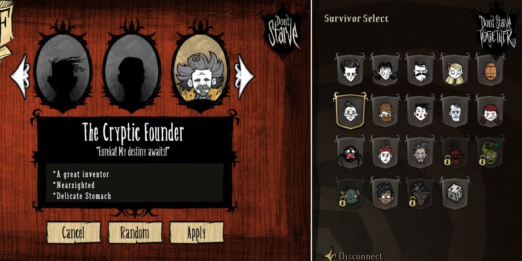 don't starve vs dont starve together character selection