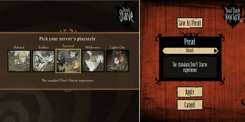 don't starve vs dont starve together mode selection