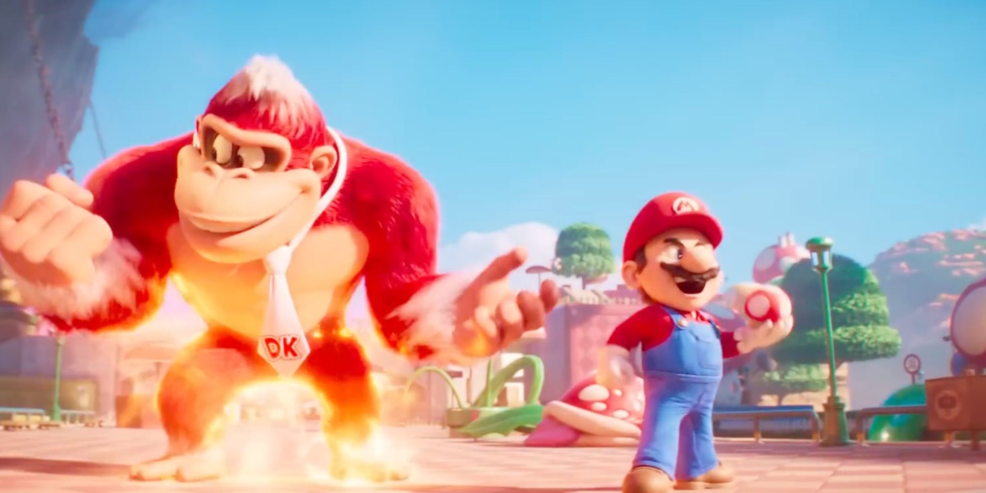 Donkey Kong and Mario in The Super Mario Bros. Movie