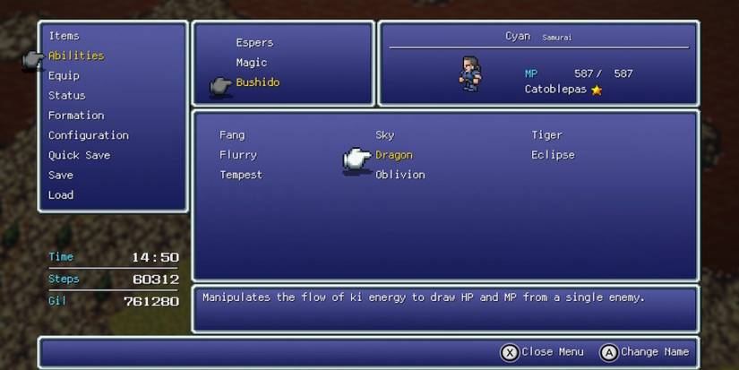 Dragon, Cyan’s ability in Final Fantasy 6