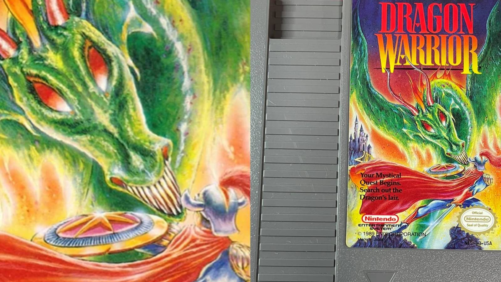 dragon quest 1 dragon warrior nes cartridge and box art