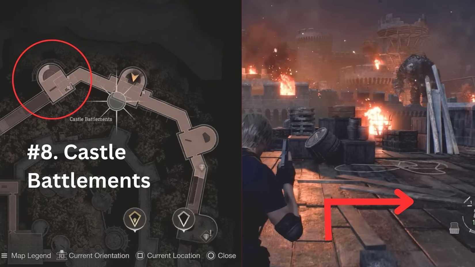 image showing the location of the eighth hour castellan in the re4 remake. 