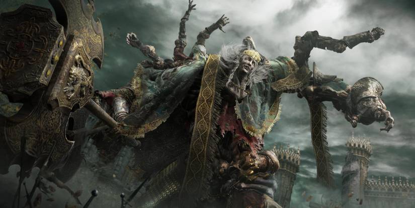 godrick key art hammer and arms