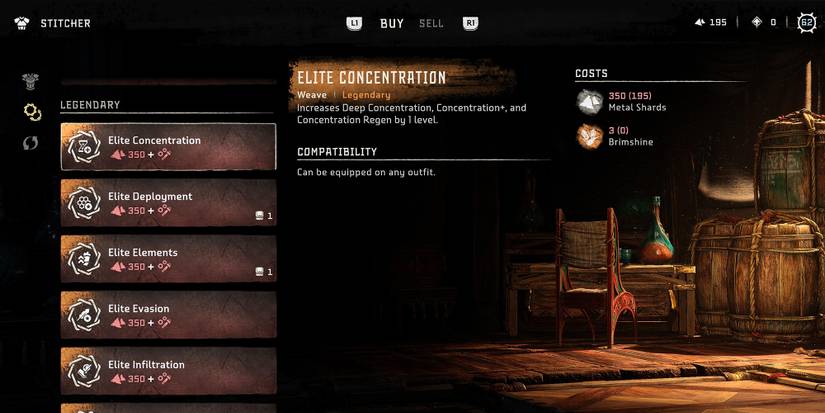 Elite weave purchase screen