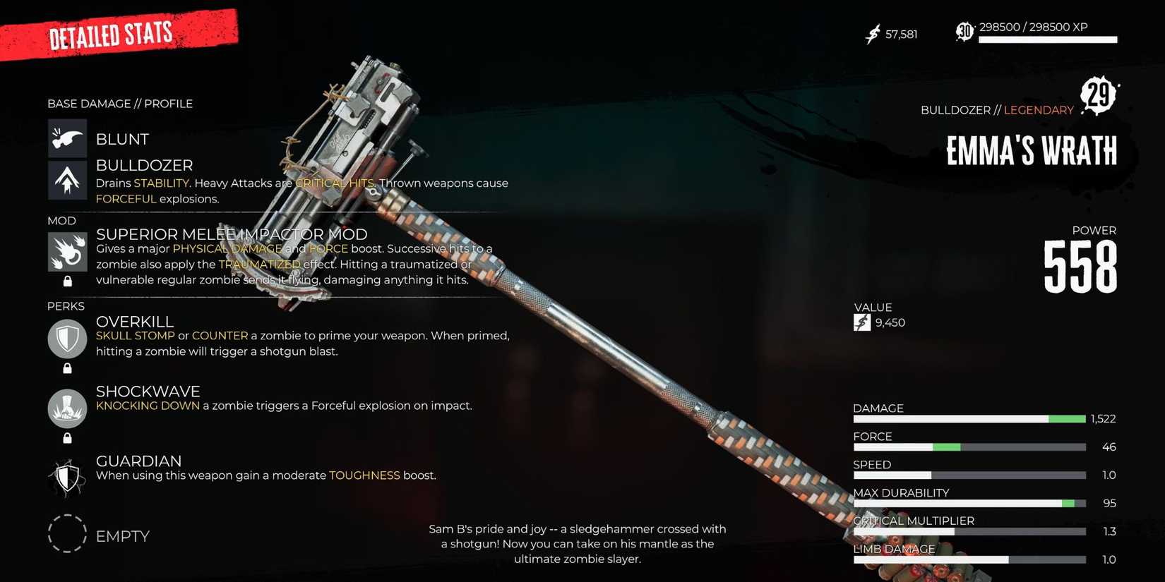 Emma's Wrath hammer in Dead Island 2