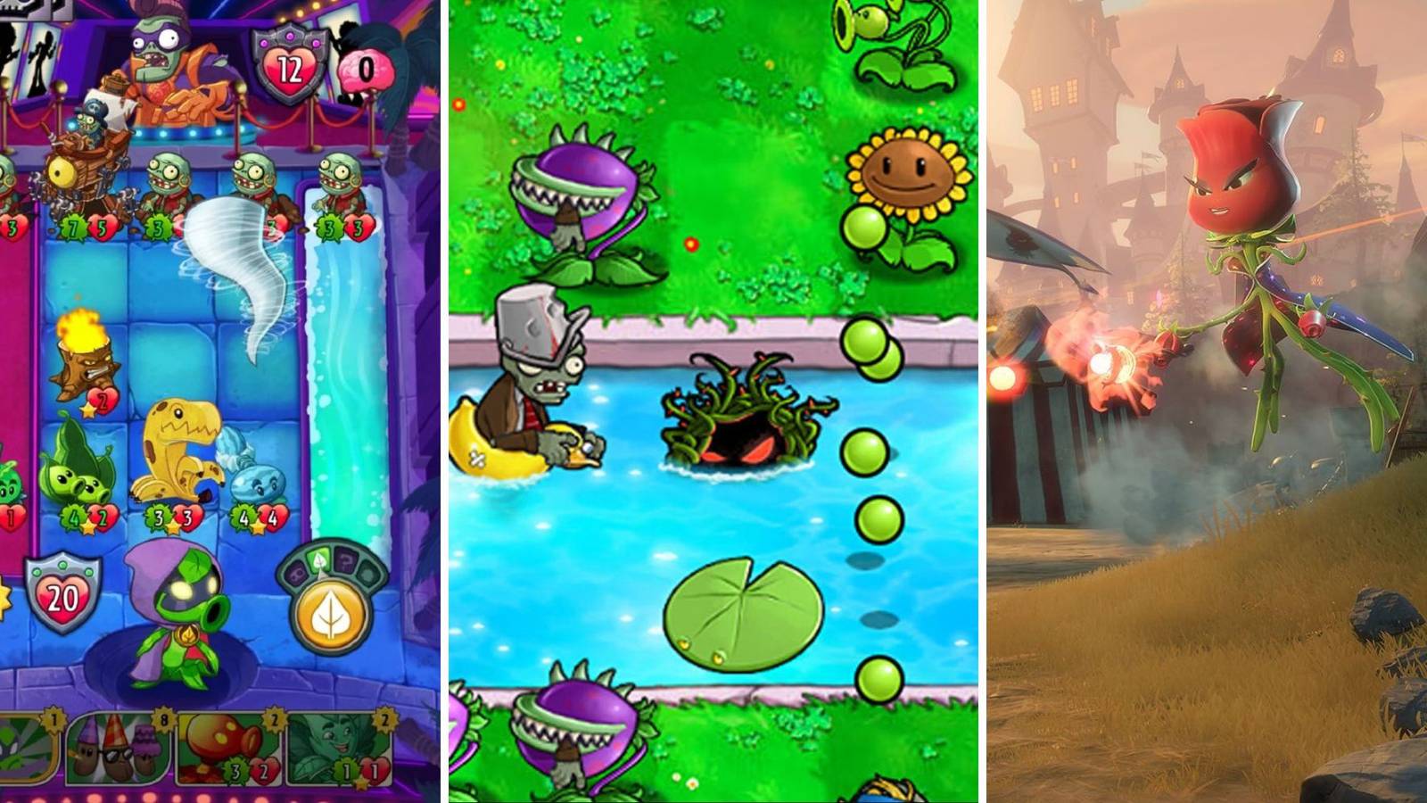 A grid of three Plants Vs Zombies games called Plants Vs Zombies: Heroes, Plants Vs Zombies, and Plants Vs Zombies: garden Warfare 2