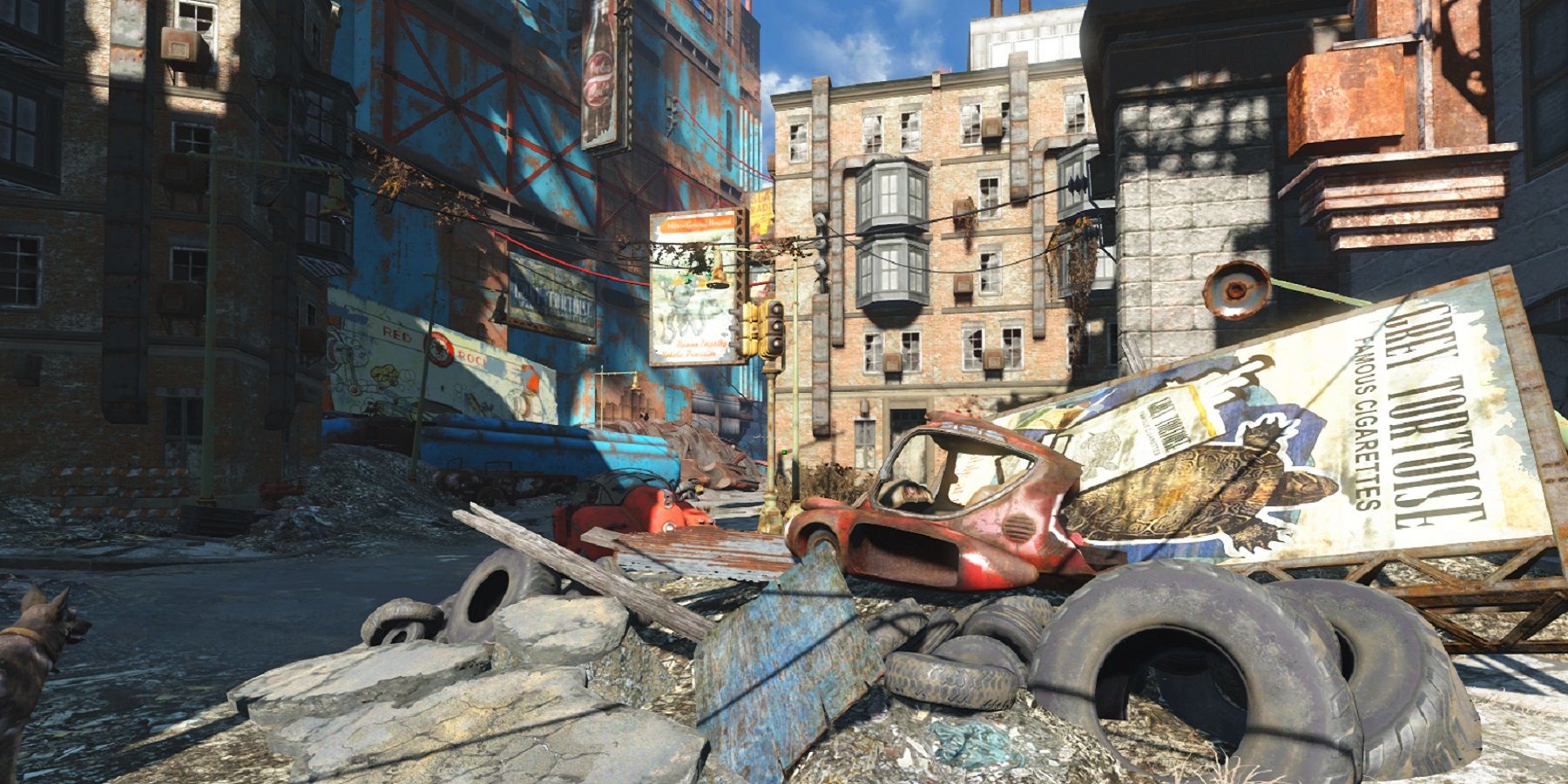 Detailed image from Fallout 4 showing a delapidated street.